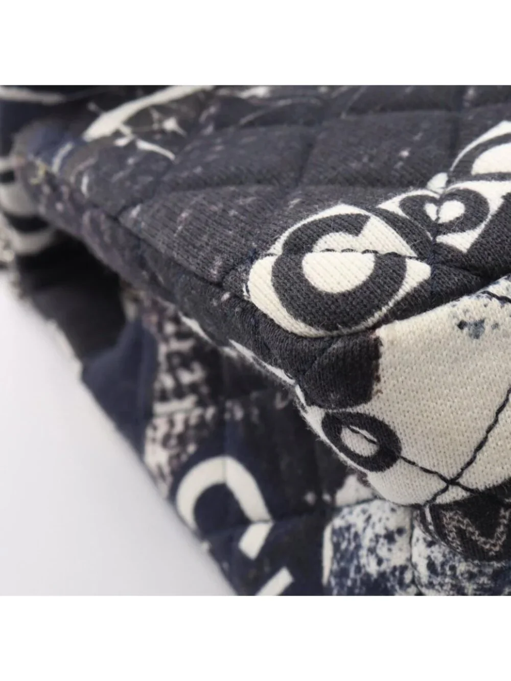 Chanel Shoulder Bag 2.55 Mini Quilted Camellia Graffiti Mademoiselle Chain Navy